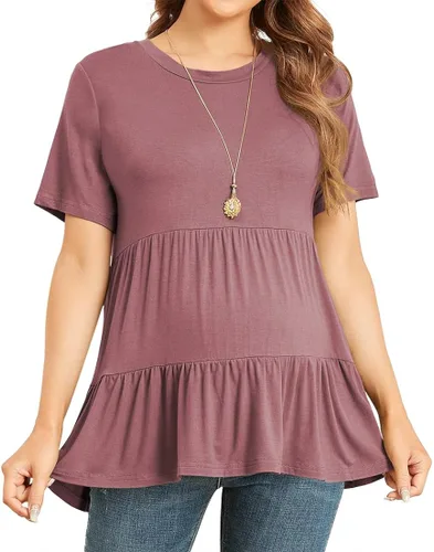 Miniatura 3 de Xpenyo Camisetas de maternidad para mujer de manga corta escalonadas básicas casual para embarazo