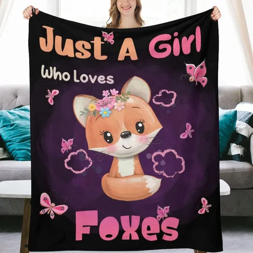 Miniatura 7 de Manta de zorro para niñas, suave, mullida y acogedora, manta de regazo de 30 x 40 pulgadas para sofá, oficina, lindas mantas cálidas, regalos