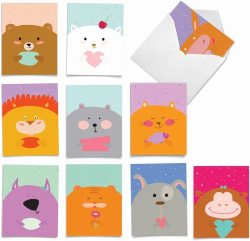 Miniatura 9 de The Best Card Company - 10 tarjetas en caja para niños (10.1 x 13 cm), lindas tarjetas en blanco para toda ocasión, MPOCB-KIDS.
