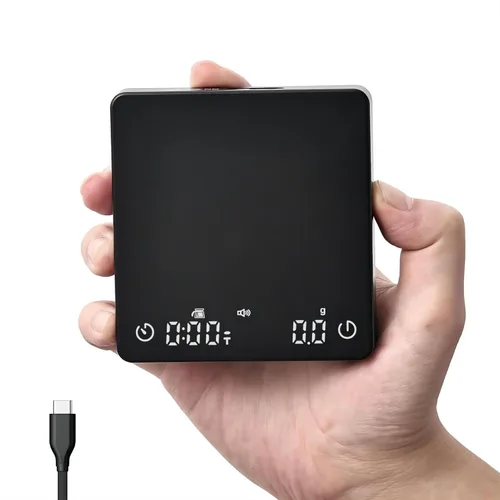 Miniatura 10 de Báscula de café con sincronización automática, báscula de espresso recargable con temporizador, relaciones y pantalla de caudal, 3 modos, grado