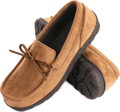 Miniatura 2 de Pantuflas tipo mocasín de microgamuza para hombre, para interiores y exteriores, con espuma viscoelástica cómoda
