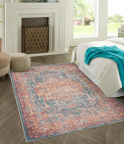 Miniatura 153 de GLN Rugs Traditional Collection - Alfombra de felpilla lavable a máquina, tradicional lavable, antideslizante, alfombra de felpilla de pelo corto