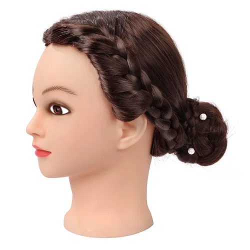 Miniatura 6 de SOPHIRE Cabeza de maniquí de 26 a 28 pulgadas con 80 % cabello humano real, cabeza de entrenamiento de peluquería para práctica de peluquería