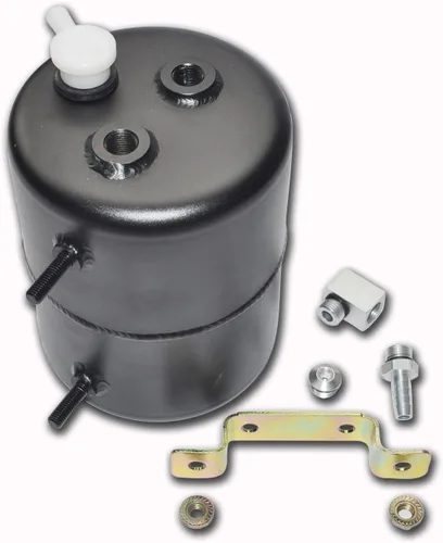 TT Racing Aleación 2L Freno de vacío Cannister Resorvoir Tank Drift Track Drag Rally (negro)