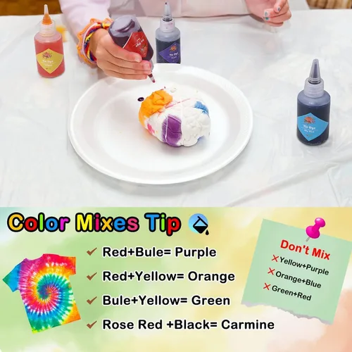 Miniatura 3 de Emooqi - Kit de teñido anudado de 32 colores, todo en 1, contiene 32 pigmentos de bolsa, bandas de goma, guantes, bolsa sellada, delantal y fundas