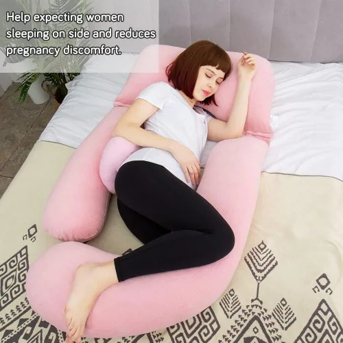 Miniatura 6 de Almohada de cuerpo completo de 60 pulgadas, almohada de lactancia, maternidad y embarazo, almohadas extragrandes en forma de U con lado desmontable