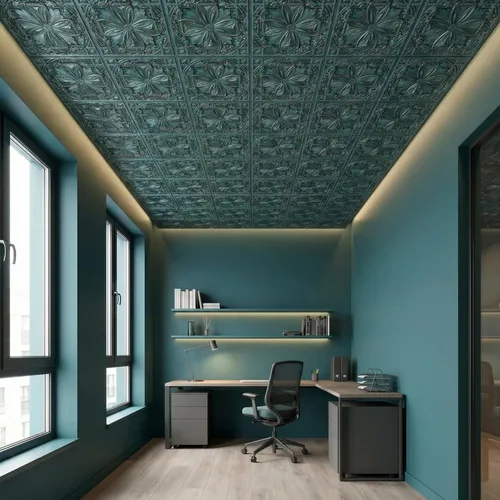 Miniatura 11 de from Plain to Beautiful in Hours DCT10at-24x24 Milan - Azulejo de techo de PVC de 2' x 2' para pegar o colocar (Caja / 4 pies cuadrados), Taupe