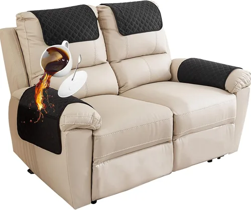Miniatura 46 de Funda para Reposabrazos de Sofá, Funda para Reposacabezas de Silla Reclinable, Funda de Sillón con Bolsillos, Protector de Muebles Acolchado Beige