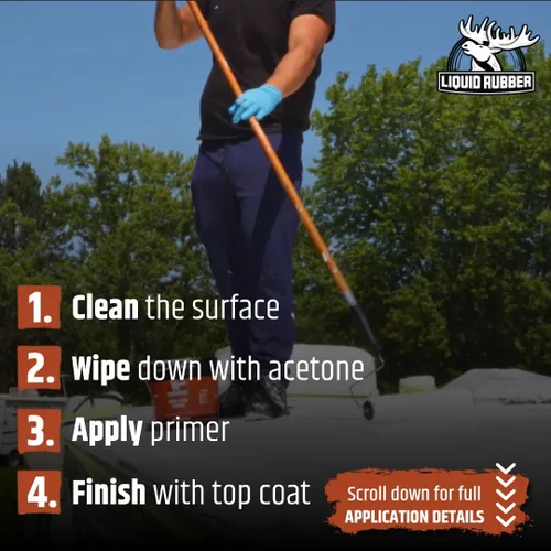 Miniatura 5 de Liquid Rubber Imprimación EPDM y TPO: capa base de alto rendimiento para protección de techo de RV, cámper y remolque, 1 cuarto de galón