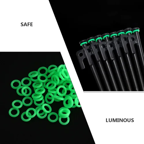 Miniatura 8 de BESPORTBLE Estacas de tienda de campaña de silicona O-Rings: 50 piezas de anillos de uñas de tienda que brillan en la oscuridad, accesorio