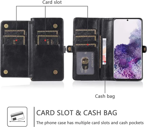 Miniatura 4 de Asuwish Funda para Samsung Galaxy S20 Plus/S20 Plus 5G - Funda con tapa con cartera, protector de pantalla de vidrio templado, correa