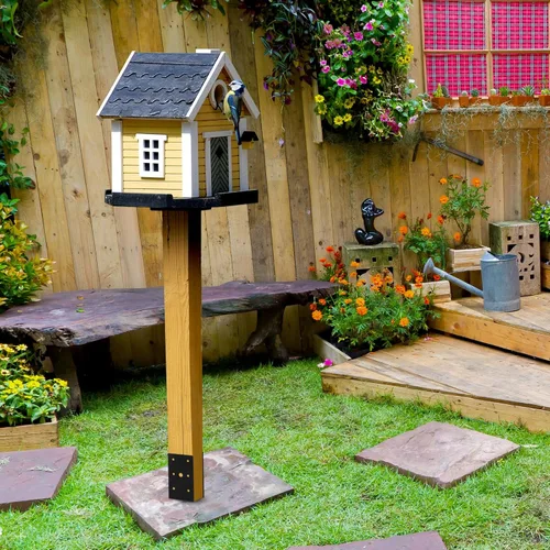 Miniatura 7 de Anclaje para poste de valla de hormigón húmedo de 4 x 4 pulgadas, 4 piezas (diámetro interior de 3.6 x 3.6 pulgadas), soporte de poste de valla