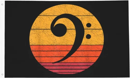 PAUPPY Retro Bass Clef Notes Musical Note Vintage Style Music Gifts Tapestry Wall Banner with 2 Brass Grommets Funny Flag Decorations Flag For Room