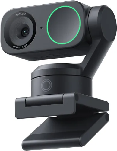 Insta360 Link 2 - Cámara web PTZ 4K para PC/Mac, sensor de 1/2 pulgada, seguimiento AI, HDR, micrófono con cancelación de ruido AI, control de Negro