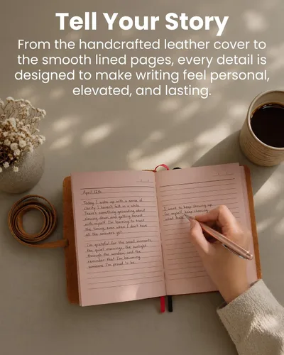 Miniatura 7 de Diario de cuero con páginas forradas, diseño encuadernado en piel para mujeres y hombres (5 x 7 pulgadas), cuaderno forrado con hojas con líneas