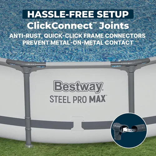Miniatura 6 de Bestway Steel Pro MAX - Piscina elevada de natación (12 pies x 30 pulgadas) Piscina familiar redonda para patio trasero al aire libre Incluye