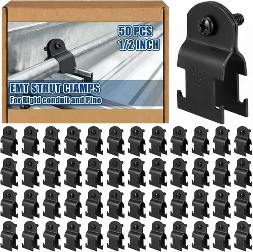 Miniatura 19 de Landhoow Emt Pipe - Abrazaderas universales de puntal para canal, accesorio de conducto electro galvanizado con perno y tuerca, herramienta