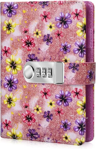 Miniatura 9 de ARRLSDB Diario de carpeta con cerradura, diario de cuero recargable A6 con contraseña, diario personal con bloqueo, tamaño: 7.3 x 5.3 pulgadas (azul)