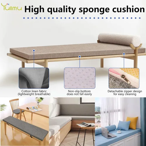 Miniatura 6 de Cojín de banco personalizado, asiento de ventana, silla de patio impermeable para exteriores, silla de piano de interior, espuma 50D