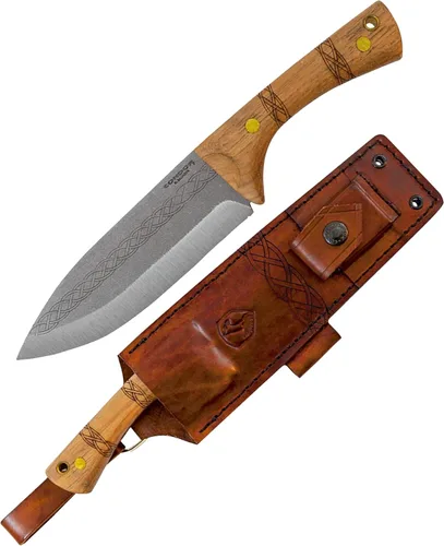 Condor Cuchillo Pictus para herramientas y cuchillos | Cuchillo de hoja fija de acero de alto carbono 1095 con funda de cuero soldado hecho a mano |