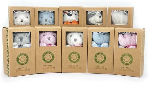 Miniatura 5 de FLUFFYFUN Juguetes orgánicos para bebés, conejito gris, conejo de peluche, 7.1 pulgadas