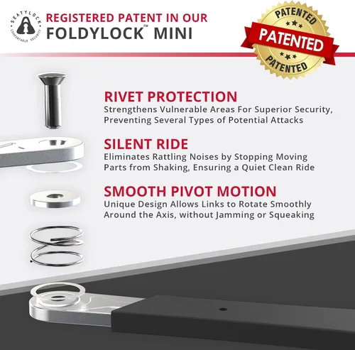 Miniatura 3 de Seatylock FoldyLock Mini Candado Plegable para Bicicleta - Candado de Bicicleta Ligero Patentado de Servicio Pesado - Protector Antirrobo con Llave