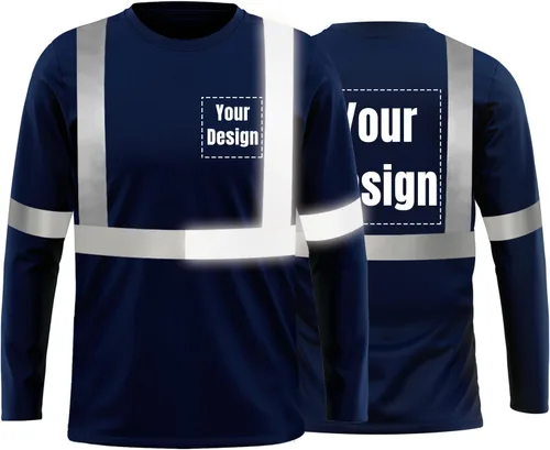 Miniatura 29 de La alta visibilidad reflexiva de las camisetas de la seguridad del logotipo de encargo Hola Vis de Verde neón