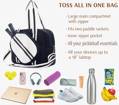 Miniatura 3 de Bolsa deportiva de pickleball con soporte para raqueta, neopreno, correa de hombro ajustable