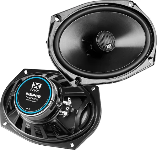 NVX NSP69 Paquete de altavoces coaxiales de 2 vías de 6 x 9 con arnés Metra 72-1002 – 900 W pico, tweeters de cúpula de seda, instalación