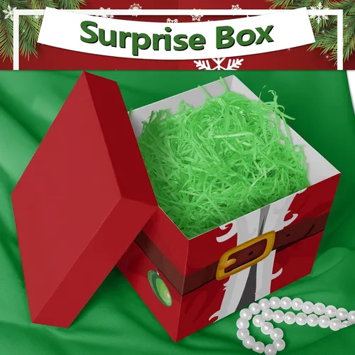 Miniatura 6 de 7 cajas apilables de Nochebuena, cajas de Navidad apilables con temática de Papá Noel, cajas de papel para el hogar y fiesta