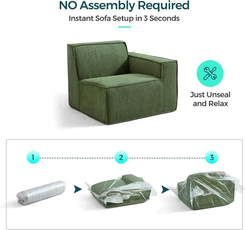 Miniatura 4 de LINSY HOME Sofá Seccional Modular, Sofá de 105" en Forma de U de 3 Asientos con 2 Otomanas, Sofás Seccionales de Pana Tipo Nube para Sala de Estar