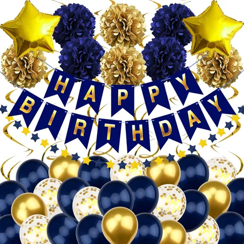 Miniatura 14 de Decoraciones de cumpleaños negro y rojo – Cartel de feliz cumpleaños para niños, niñas, hombres y mujeres, suministros de fiesta