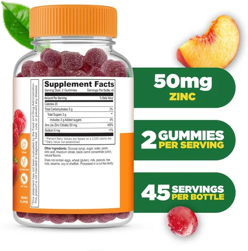 Miniatura 2 de Lifeable Gomitas de zinc 50 mg Vitaminas de zinc de gran sabor natural Sin gluten, vegetariano, sin OMG, zinc masticable para apoyo