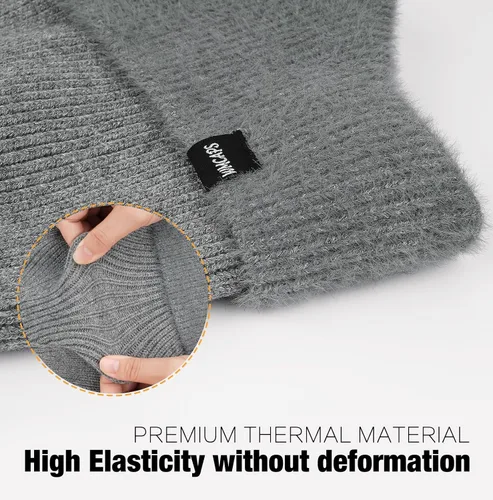 Miniatura 3 de Wmcaps Gorros de invierno con forro polar con orejeras para hombres y mujeres, gorro de punto térmico cálido para exteriores