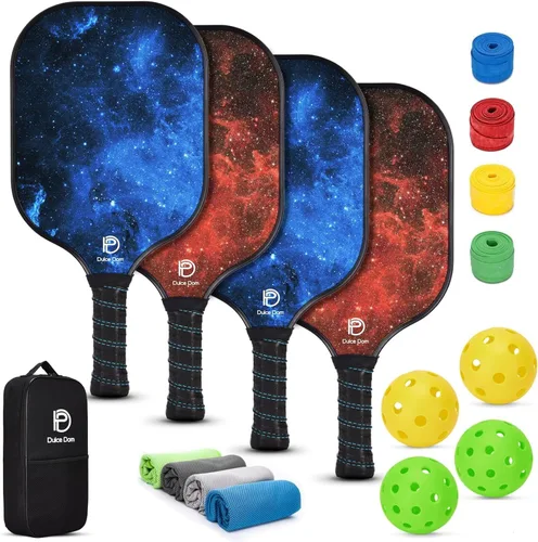 Miniatura 15 de Dulce DOM Juego de 2/4 palas de pickleball aprobadas por USAPA, 4 bolas de pickleball para interiores y exteriores, raqueta de superficie de fibra