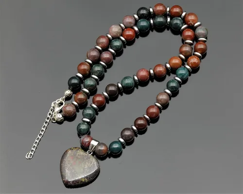 Miniatura 70 de Colgante de corazón de aventurina natural, Collar de cuentas de aventurina genuina, Collar de piedra verde, Collar de piedras preciosas, Cuentas