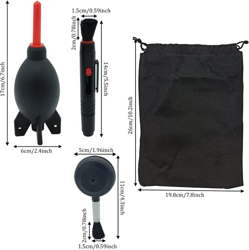 Miniatura 5 de El kit de limpieza de lentes contiene 2 piezas de soplador de aire de cohete de goma, bolígrafo de limpieza de lentes, cepillo de soplador limpiador