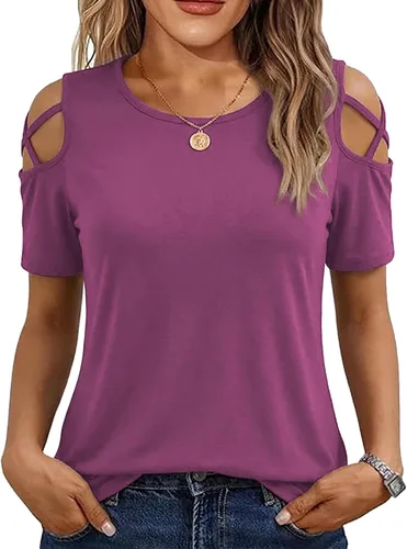 Miniatura 16 de Jar of Love Camisetas de manga corta para mujer con hombros descubiertos Tops de primavera y verano ajustadas túnica 2026