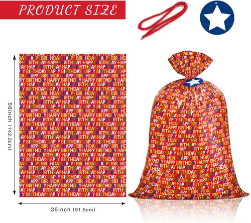 Miniatura 2 de WRAPAHOLIC Bolsa de regalo de plástico grande de 56 pulgadas para cumpleaños, bolsa roja para bicicleta, envoltura de regalo para baby shower, 1