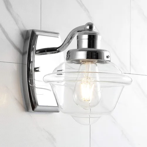 Miniatura 3 de JONATHAN Y Lámpara LED cromada de 7 pulgadas, lámpara de tocador LED de mediados de siglo para baño, cocina, pasillo, pantalla de vidrio