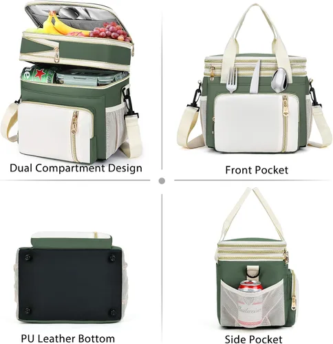 Miniatura 9 de Lonchera y bolsa de almuerzo para mujeres y hombres, lonchera grande aislada para adultos, a prueba de fugas, bolsa enfriadora para el trabajo