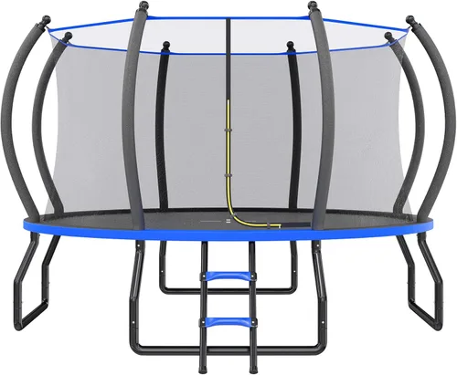 Miniatura 14 de YUMPIE - Trampolín de 8 pies, 10 pies, 12 pies, 14 pies, 15 pies, 16 pies, para exteriores, con red de seguridad y escalera, trampolines recreativos