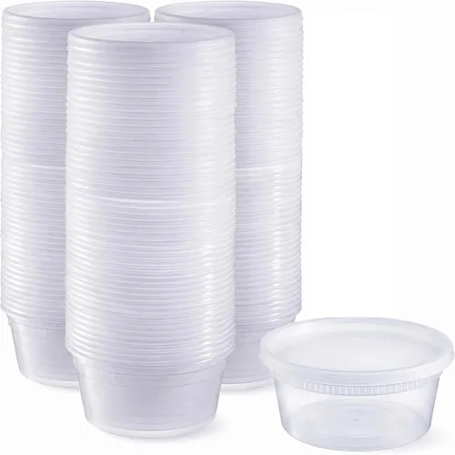 Recipientes de 8oz con tapas (paquete de 240), polipropileno reciclable, microondas, resistentes al calor (8)