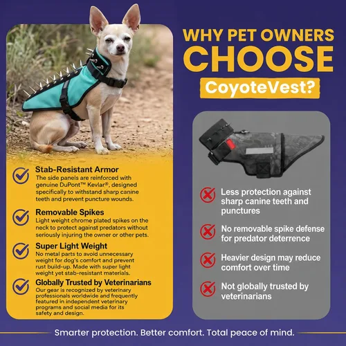 Miniatura 8 de CoyoteVest Chaleco Protector de Arnés para Perro, Accesorios Reflectantes para Perro con Picos para Proteger a tu Mascota de Ataques de Rapaces