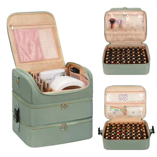 Miniatura 19 de CUBETASTIC Organizador de esmalte de uñas, estuche portátil de almacenamiento de esmalte de uñas con capacidad para 45 frascos de esmalte de uñas