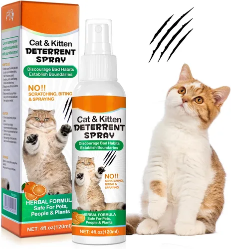 Spray disuasorio para gatos – Repelente para gatos en interiores, deja de rayar muebles, paredes, cordones y plantas, fórmula herbaria natural,