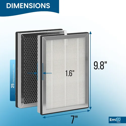 Miniatura 2 de 25 filtros de repuesto para 25 purificadores de aire S1/W1/B1, filtro de carbón activado H13 True HEPA 3 en 1, paquete de 2 filtros
