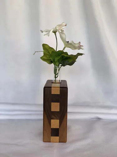 Miniatura 3 de Test Tube Bud Vase with Hardwood Base (Walnut/Maple)