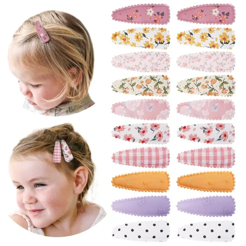 20 piezas pinzas para el cabello para niña con estampado floral, pinzas para el cabello de niña pequeña antideslizantes envueltas a presión,