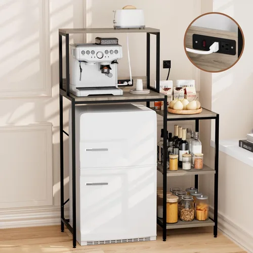 Miniatura 8 de Mini refrigerador y microondas, organizador de estante para dormitorio, 5 niveles ajustables sobre mini refrigerador, estante para panaderos